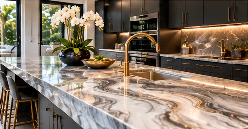 Epoxy countertop on a kitchen island